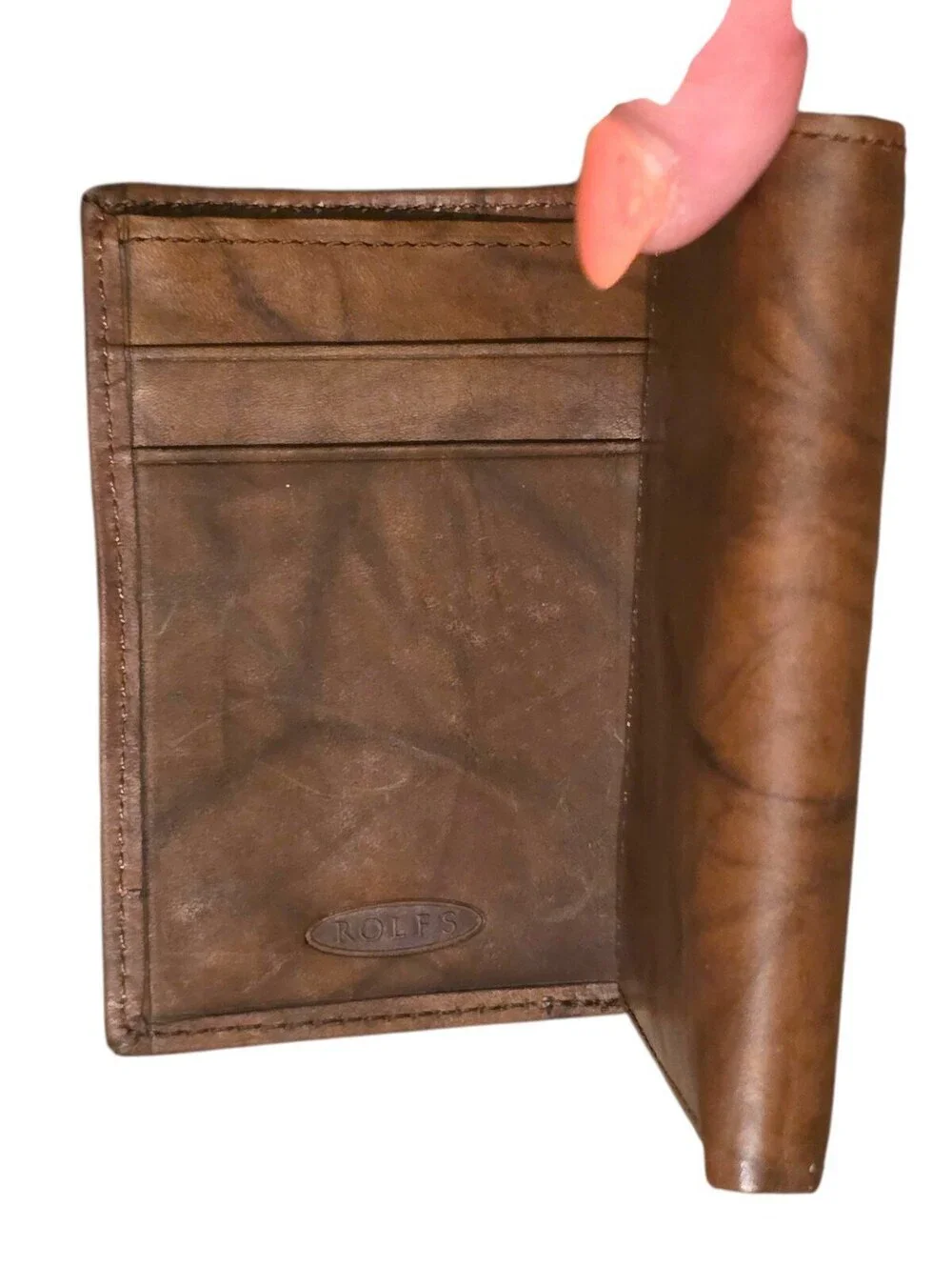 NWT ROLFS Brown Leather Men's Wallet Organizer Brown Valet Leather